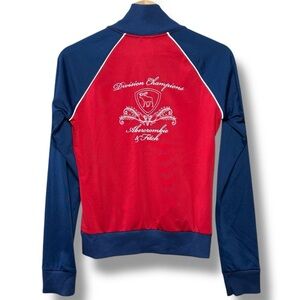 Vintage Abercrombie & Fitch Jacket Womens M Navy Red Zip Up Track Y2K Pockets‎